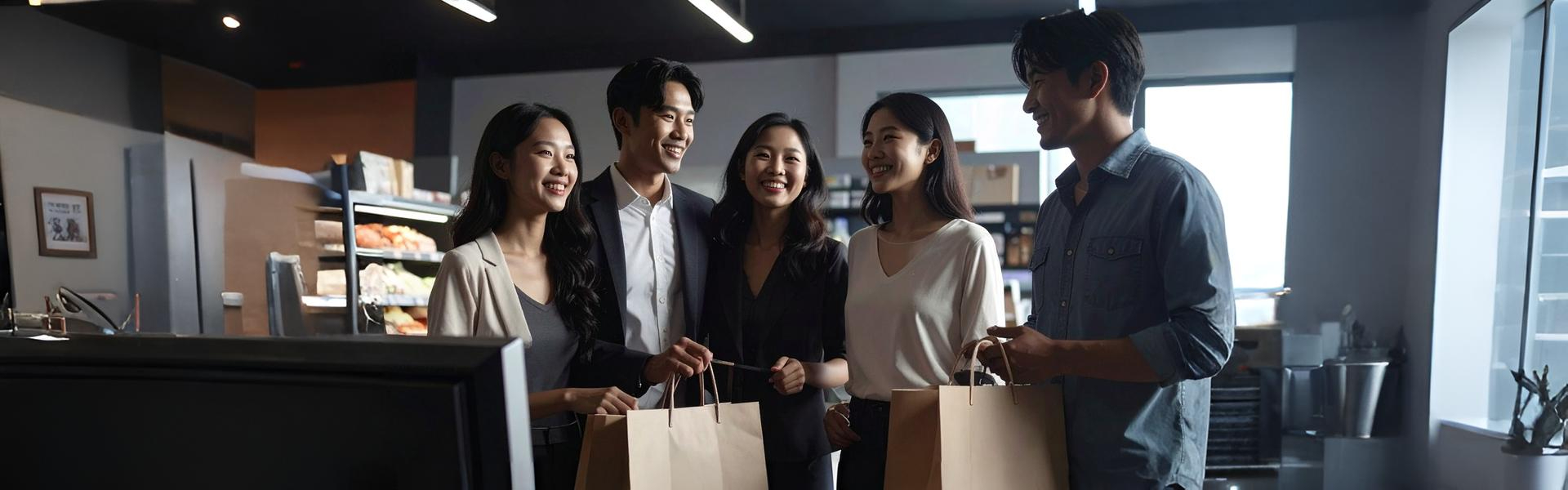 Khách hàng sử dụng túi giấy trong siêu thị